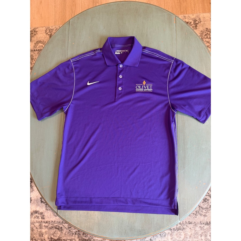 Nike Golf Dri-FIT Polo Shirt Mens Small Purple Olivet Nazarene University 443119
